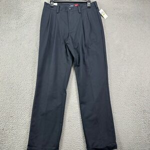 Izod Men American Chino Khaki Pants 30X32 Blue Double Pleat Classic Straight NEW